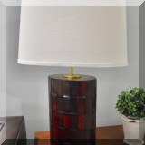 DL06. Woven leather lamp. 24”h 